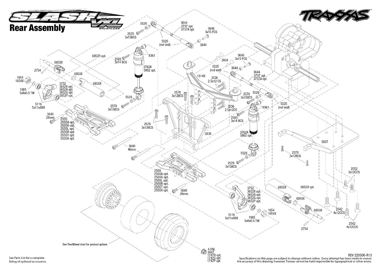 Slash VXL (58076-4) Rear Assembly Exploded View Slash VXL (58076-4) Rear Assembly Exploded View